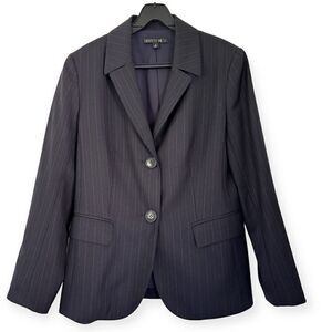 Lafayette 148 New York Blue Pinstripe Wool Blend Blazer Size 8